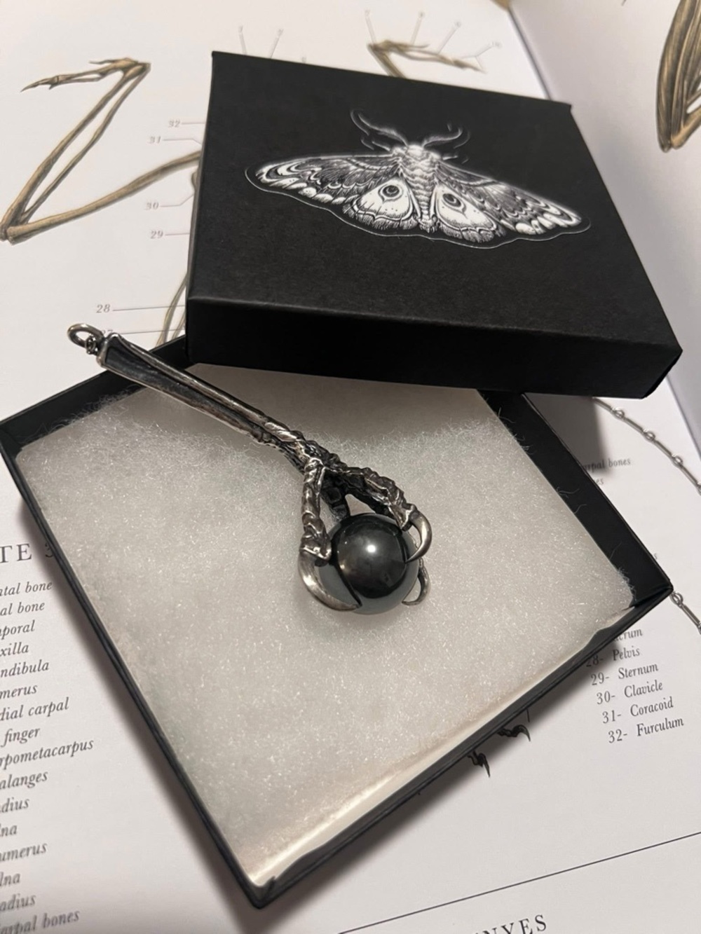Silver Dragon Claw Hematite Pendant Necklace - Women Jewelry